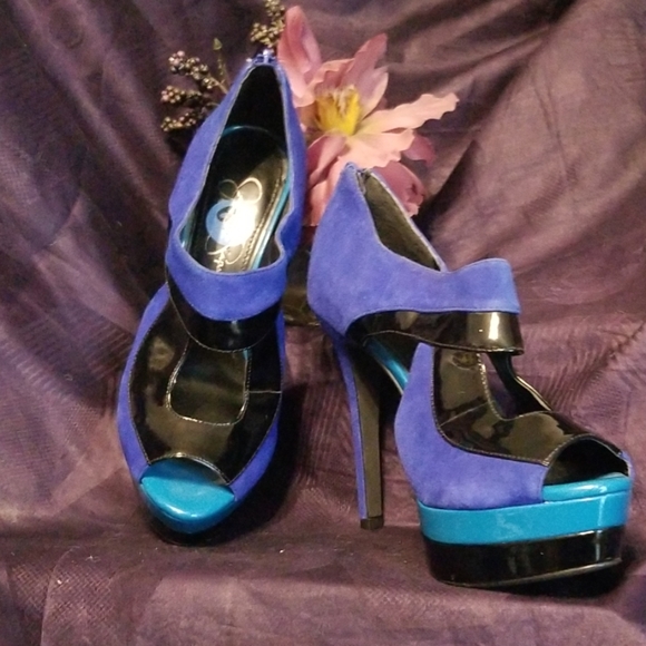 Shoes: Jessica Simpson Color Block Open Toe Heels - Picture 4 of 8